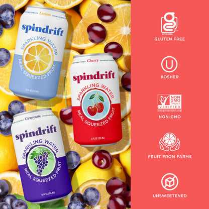 Spindrift Sparkling Water, 4 Flavor Variety Pack, Made with Real Squeezed Fruit, 12 Fl Oz (Pack of 20)