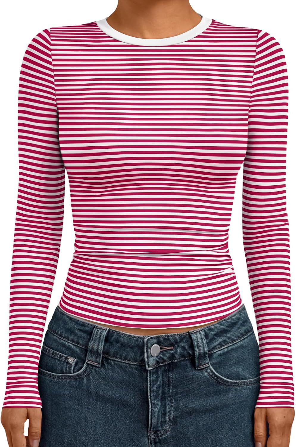 AUTOMET Womens Crew Neck Long Sleeve Shirts Compression Underscrubs Tops