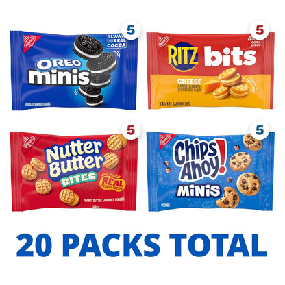 Nabisco, Classic Mix Variety Pack, Oreo Mini, Chips Ahoy! Mini, Nutter Butter Bites, Ritz Bits Cheese, 20 Snack Packs
