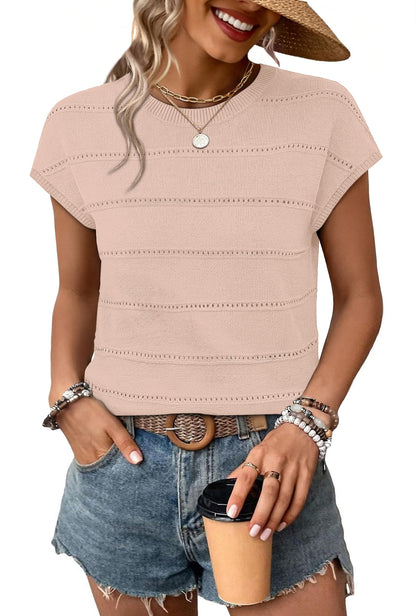 WIHOLL Womens Lightweight Sweater Spring Summer Fall Outfits Cap Sleeve Hollow Out Knit Fashion Clothing 2026