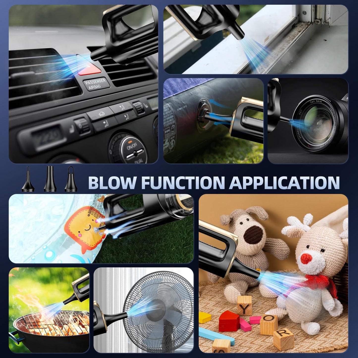 MONOZEL Car Vacuum Portable Cordless, 18000Pa 2 in 1 Vacuum Cleaner&Air Duster, 130W Brushless Motor Handheld Vacuum Cordless with 7800mAh Battery, LED Light, Multi-Nozzles for Car, Home, Office, Pet