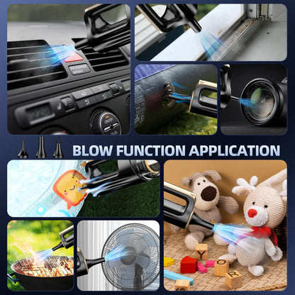 MONOZEL Car Vacuum Portable Cordless, 18000Pa 2 in 1 Vacuum Cleaner&Air Duster, 130W Brushless Motor Handheld Vacuum Cordless with 7800mAh Battery, LED Light, Multi-Nozzles for Car, Home, Office, Pet