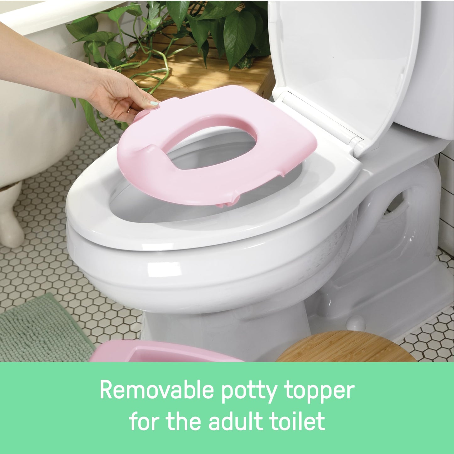 Ingenuity My Size Potty Pro 2-in-1 Potty Training Toilet, Floor Potty with Removable Potty Seat for Standard Toilets, Realistic Flushing Sound, for Toddlers Ages 18+ Months, Up to 50 lb
