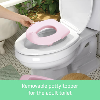 Ingenuity My Size Potty Pro 2-in-1 Potty Training Toilet, Floor Potty with Removable Potty Seat for Standard Toilets, Realistic Flushing Sound, for Toddlers Ages 18+ Months, Up to 50 lb