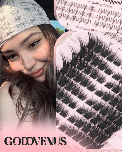 Goddvenus Pre-made Spikes Lash Clusters Wispy Manga Eyelash Clusters
