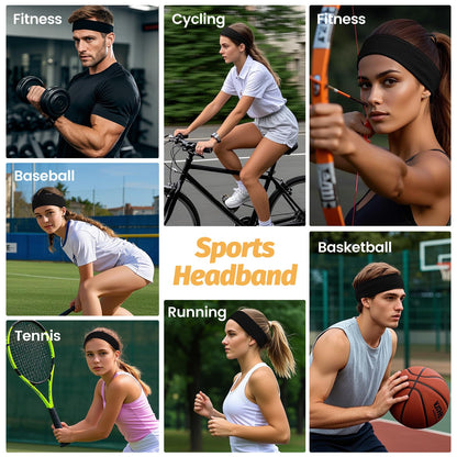 Headbands for Women - 6 Pack Wide Elastic Hair Bands | Stretchy Sweatbands Hair Bands | Soft Sports Thin Head Bands | Non-Slip Accessories Bands for Fashion, Washing Face, Workouts, Yoga, Daily Use