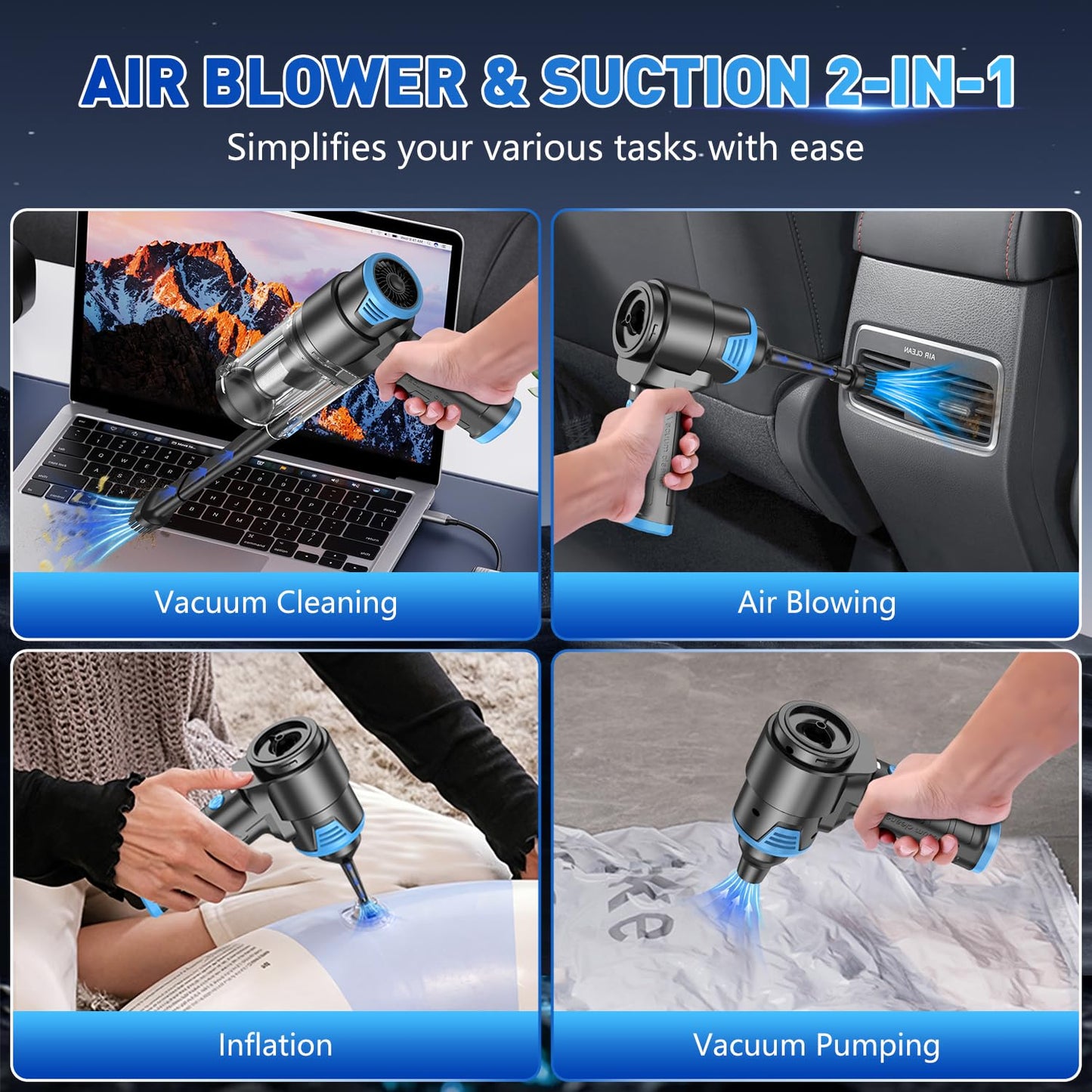 KMM Handheld Car Vacuum Cleaner, Hand Held Vacuum Cleaner and Air Duster