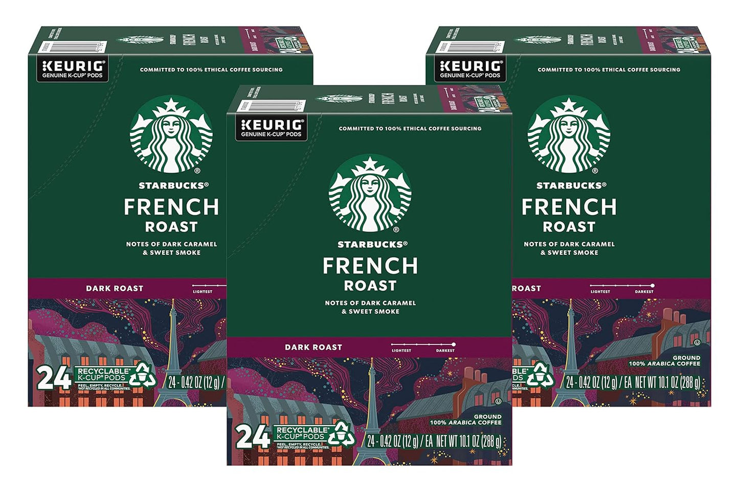 Starbucks K-Cup Coffee Pods, Dark Roast Hot or Iced Coffee, French Roast, 96 Keurig Pods