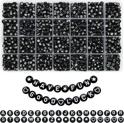 Looconi 810pcs Gold Letter Beads Square 6x6mm White Cube Acrylic Alphabet A-Z with Heart Pattern and Crystal Line for Jewelry Making