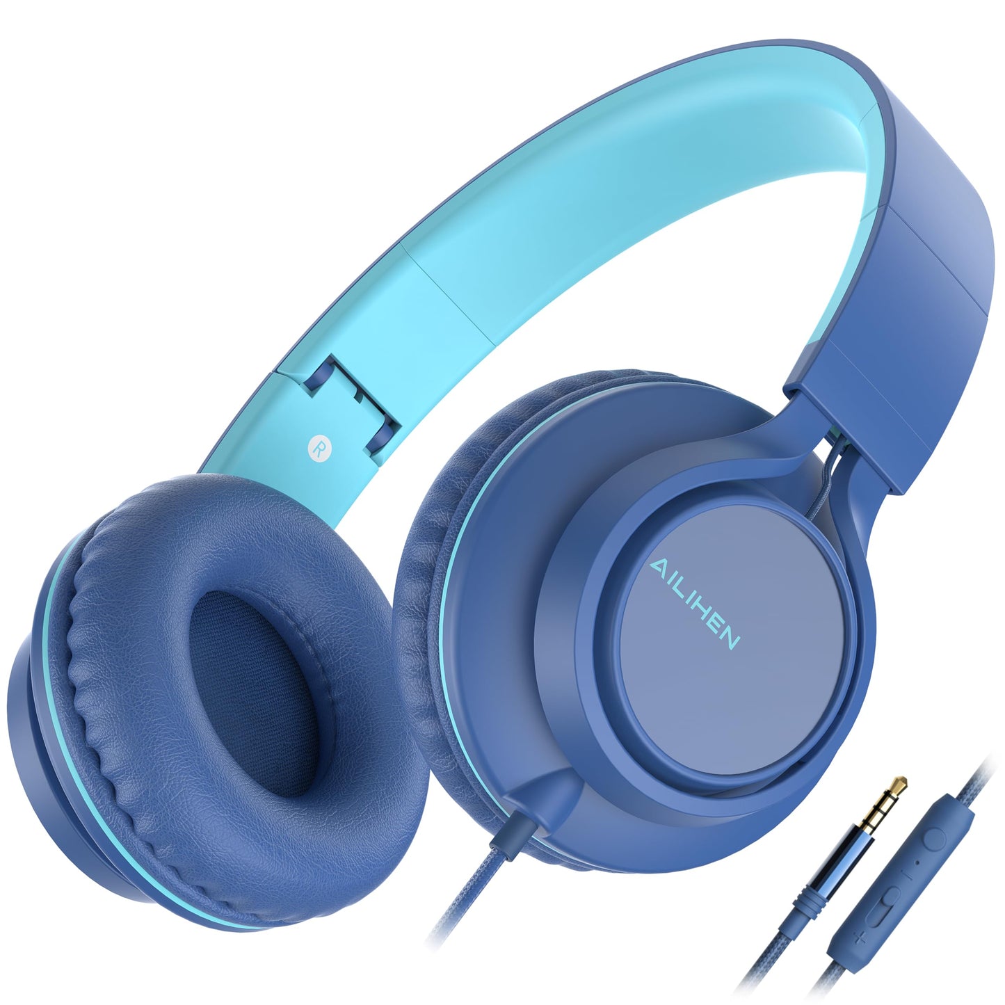 AILIHEN C8 Kids Wired Headphones with Mic for School, 3.5mm Jack, BlackBlue
