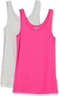 Amazon Essentials Women's Slim-Fit Ribbed Scoop Neck Tank Tops, Pack of 2