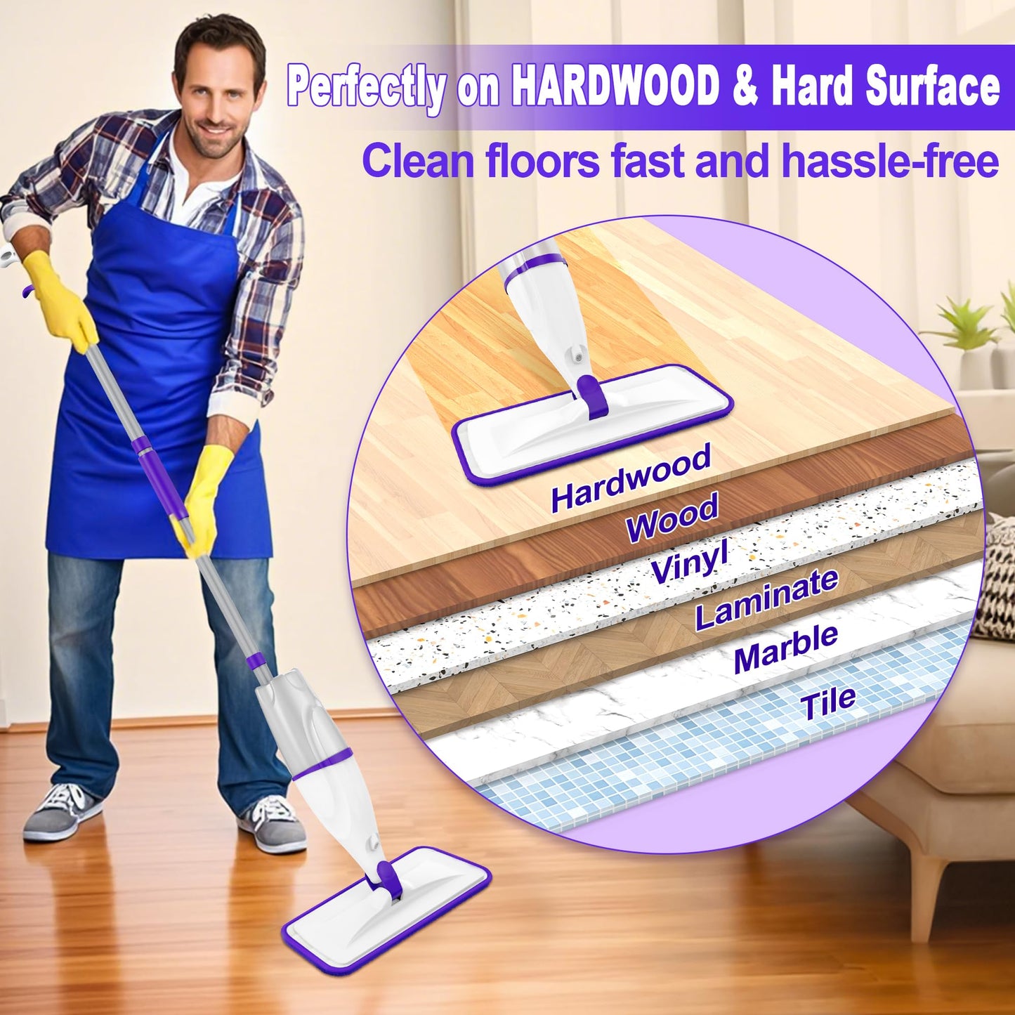 Microfiber Spray Mops for Floors Cleaning: Wet Dry Mop Hardwood Floor Mops