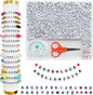 Looconi 810pcs Gold Letter Beads Square 6x6mm White Cube Acrylic Alphabet A-Z with Heart Pattern and Crystal Line for Jewelry Making
