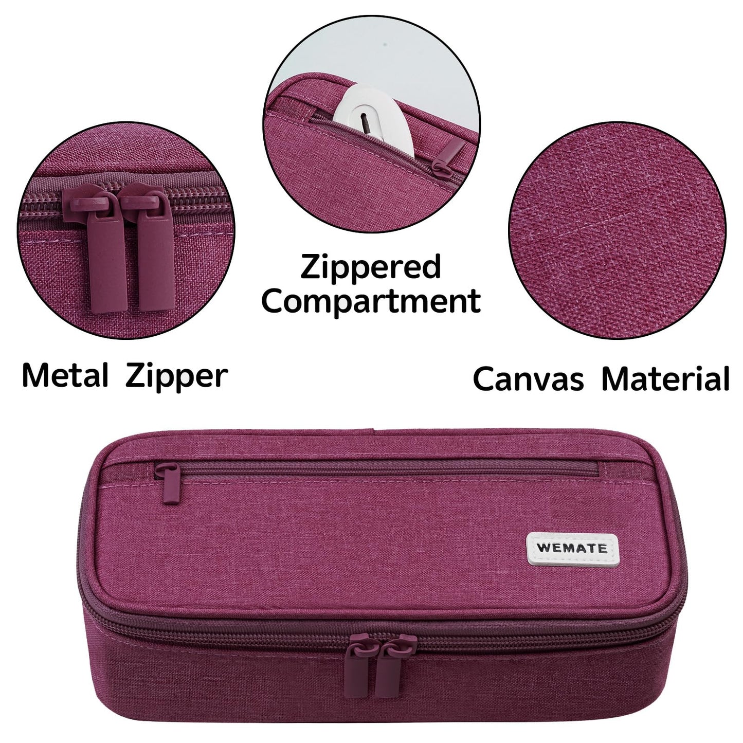 WEMATE Pencil Case, Large Storage Organizer, Makeup Bag, Teacher Must - have, Big Pencil Pouch, Marker Case for College