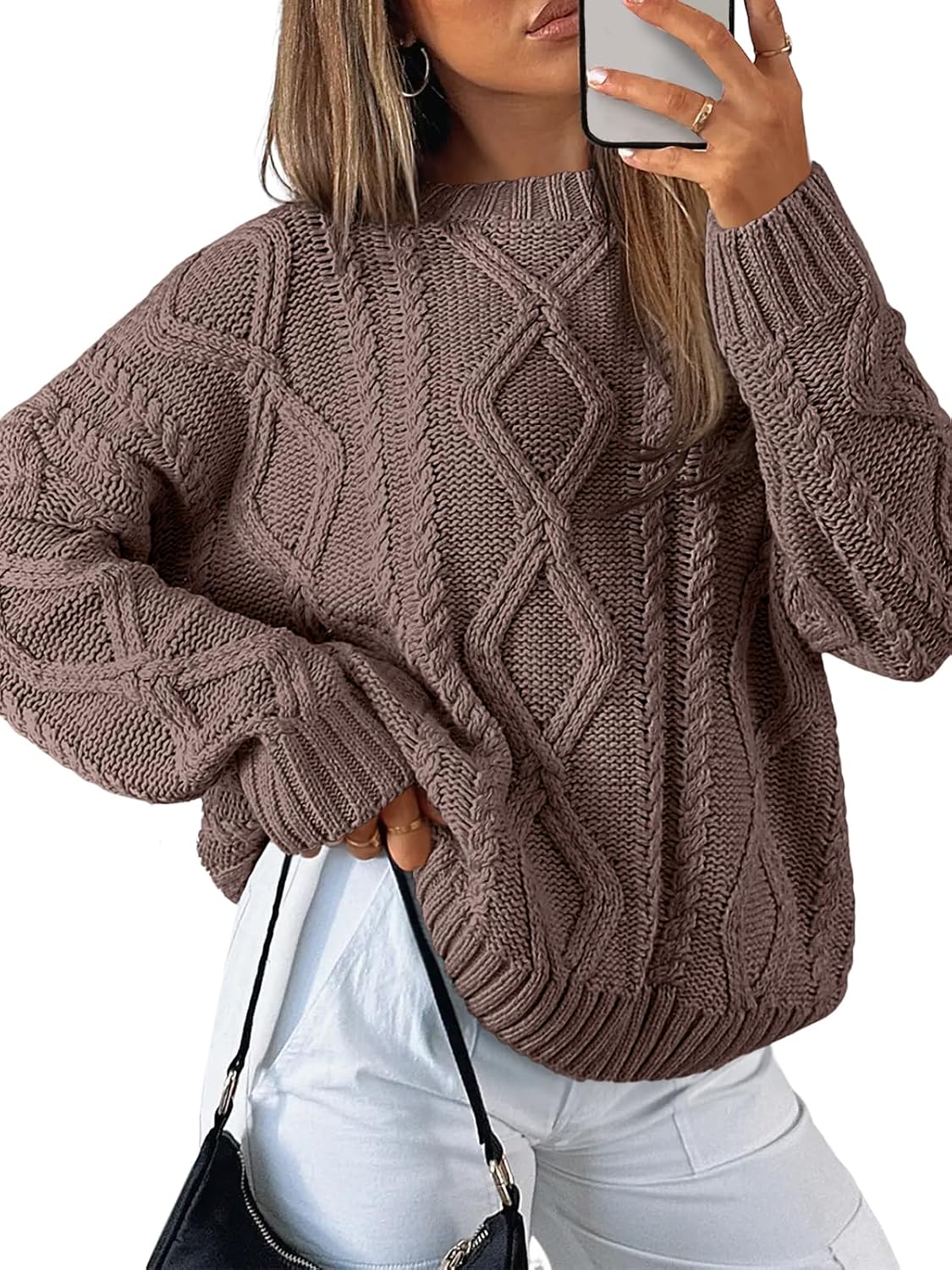 Trendy Queen Women's Oversized Cable Knit Sweaters 2026 Fall Outfits