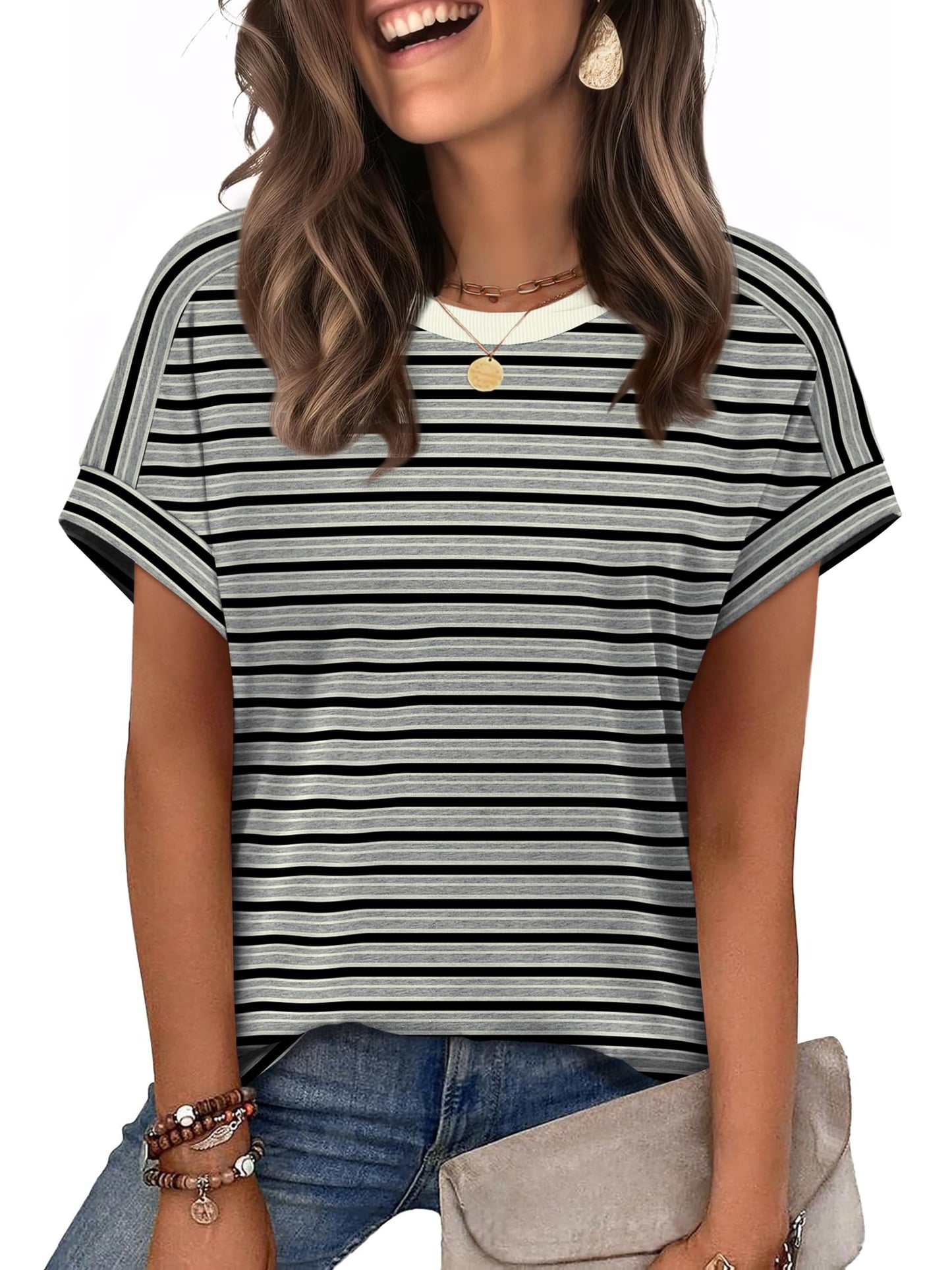 WIHOLL Womens Tops Short Sleeve Shirts Summer Outfits 2026 Spring Dressy Casual Clothes Clothing