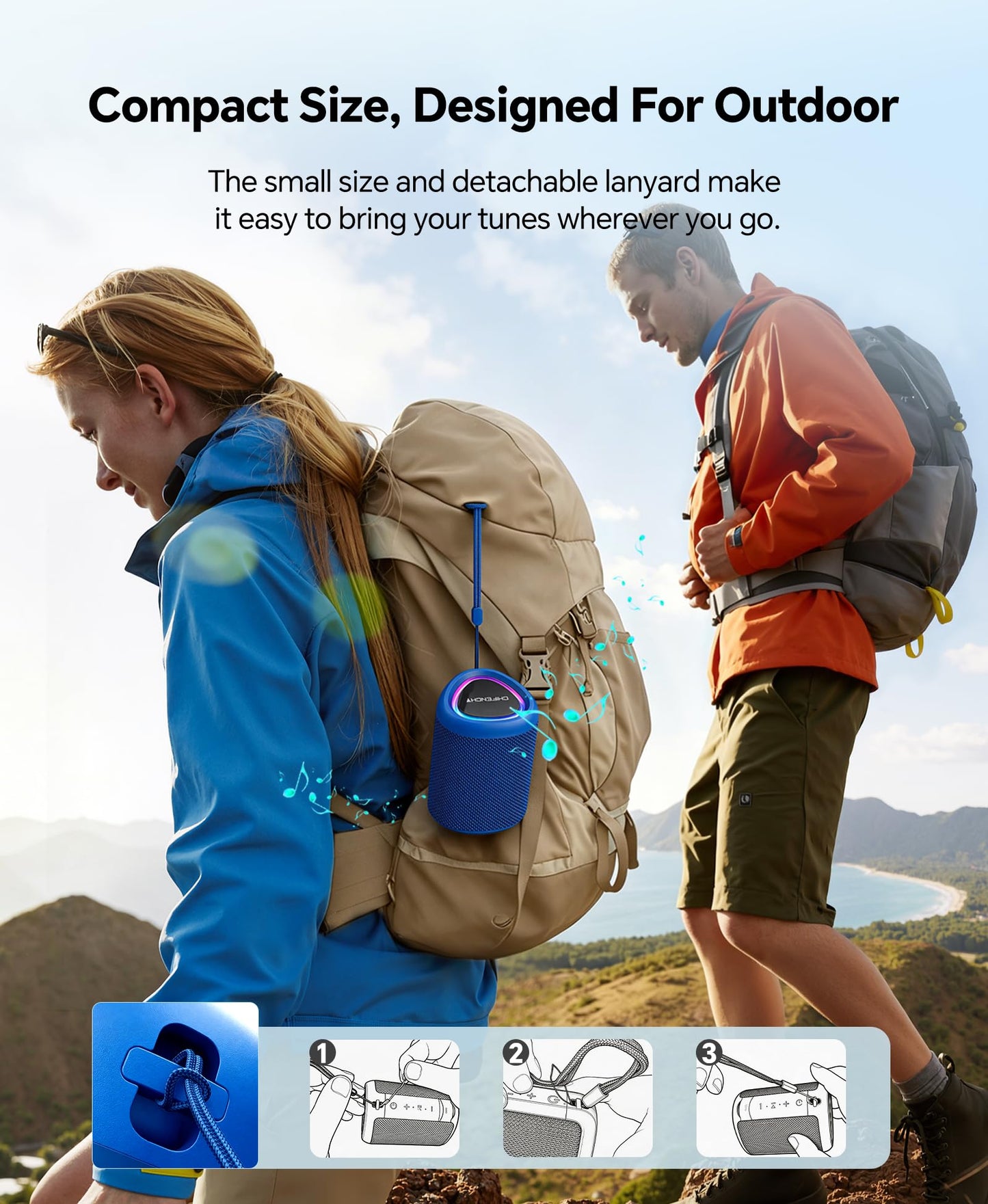 Portable Bluetooth Speaker Beach Essentials: IPX5 Waterproof for Outdoor