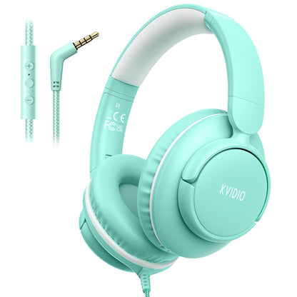Wired Headphones with Mic, 3.5mm Headphones Volume Control for School Blue