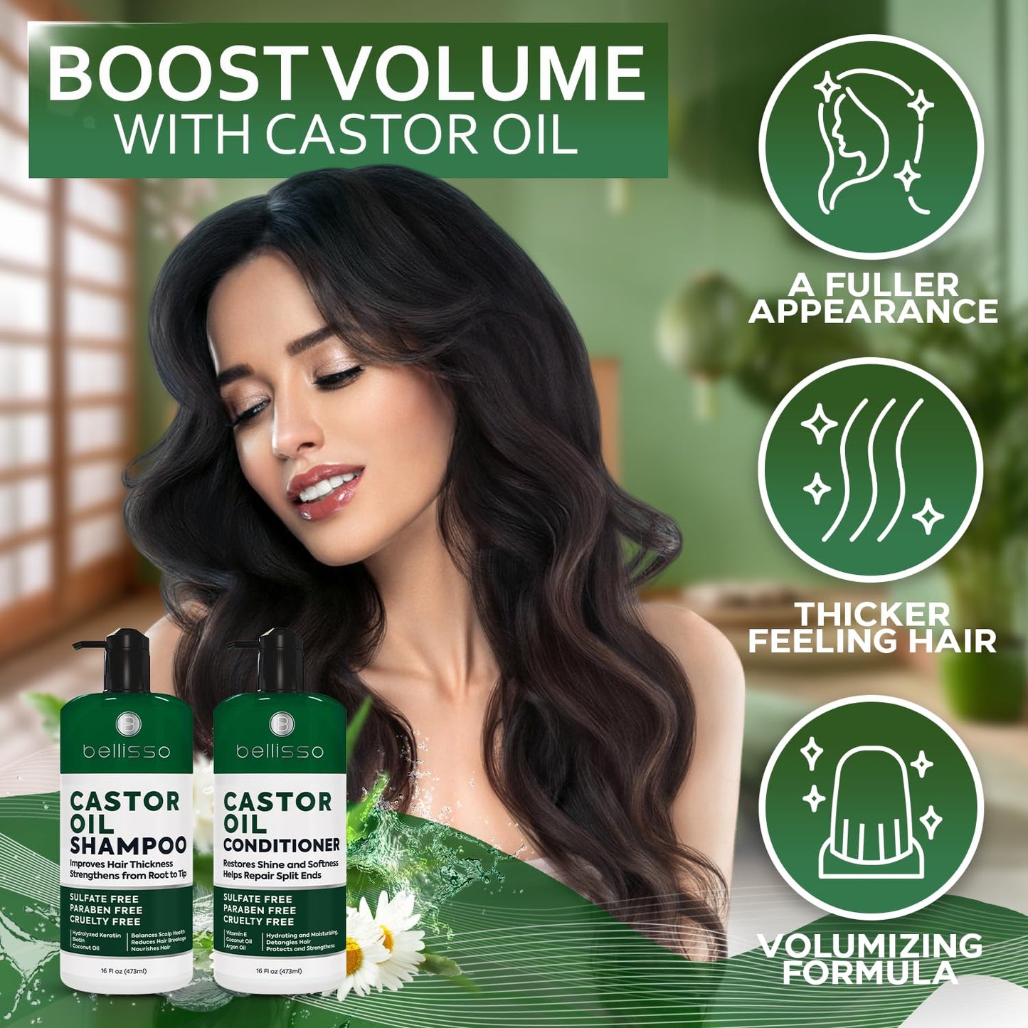 Caffeine Shampoo and Conditioner Set - Volumizing Products for Women and Men - Thickening, Volume Boosting Formula for Thinning and Fine Hair - Sulfate Free, No Parabens - Hydrating, Salon Grade