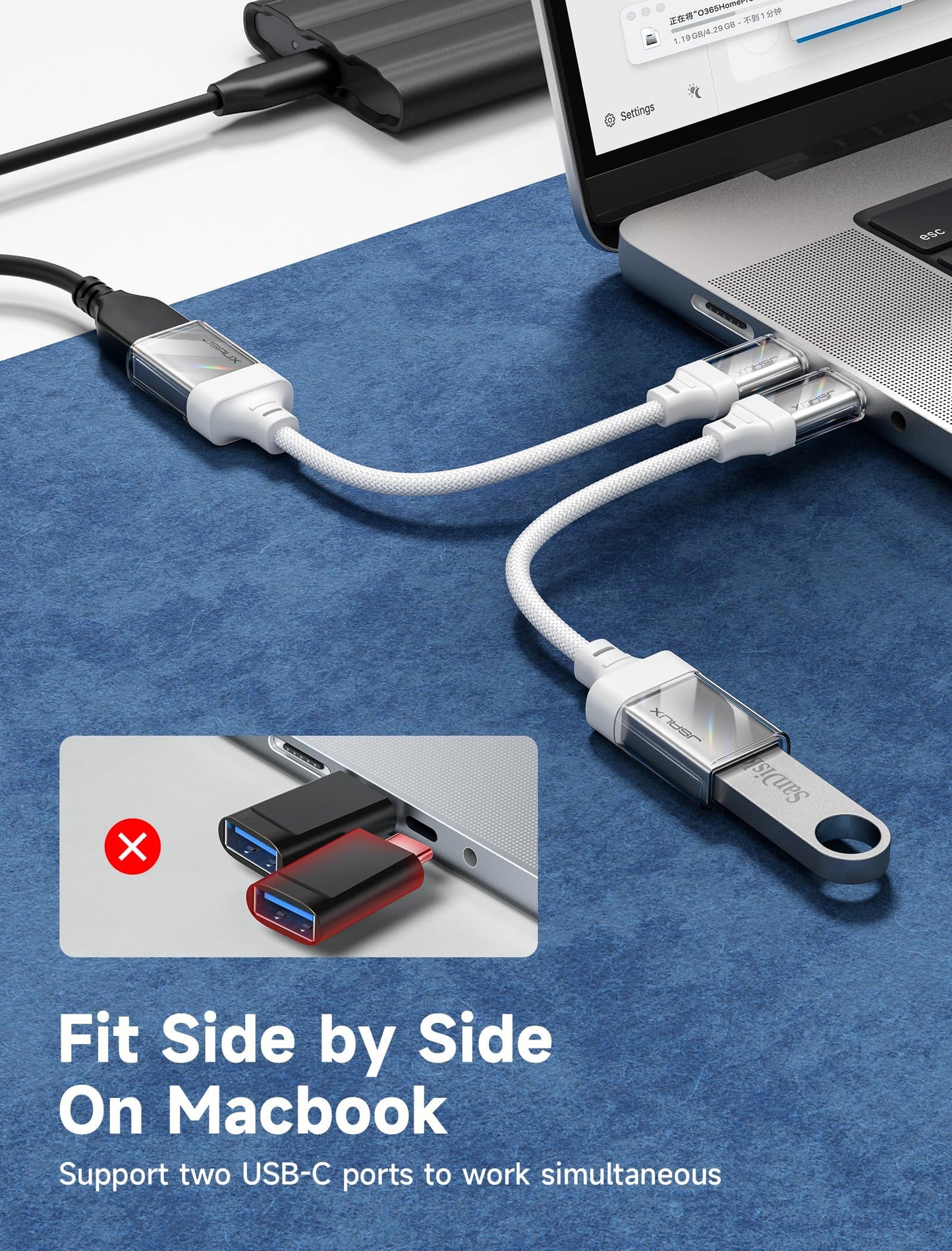 JSAUX USB C to USB 3.0 Adapter [2 Pack], USB C Male to USB Female OTG Cable Adapter Compatible with MacBook Pro/Air, iPhone 17 Pro Max/iPhone Air/16e/16/15 Series, Samsung Galaxy S25/S24/S23-Black