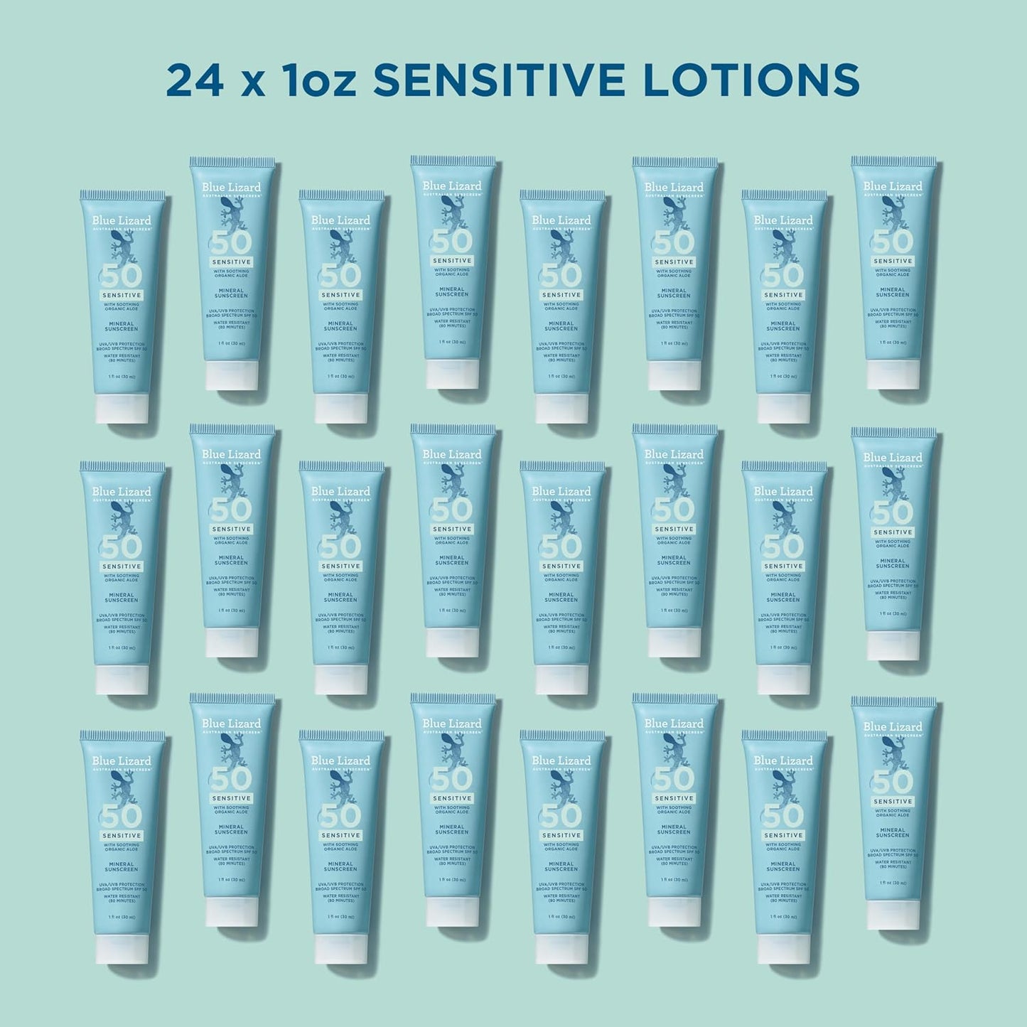 Blue Lizard Sensitive Mineral SPF 50 Sunscreen Lotion, 100% Mineral Sunscreen, UVA/UVB Protection, Infused with organic Aloe Vera, Soothes and Hydrates, 5 fl oz