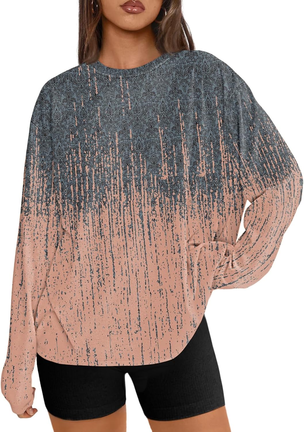Trendy Queen Womens Oversized Long Sleeve Shirts Fall Tops 2026 Basic Tees