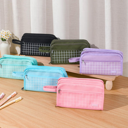 Sooez Large Pencil Case, Pencil Pouch, Pencil Bag, Pencil Box, Pink & Plaid