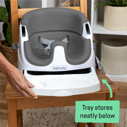 Ingenuity Baby Base 2-in-1 Booster Feeding and Floor Seat with Self-Storing Tray - Cashmere