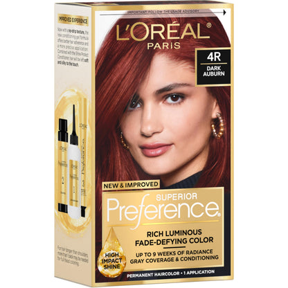 L'Oreal Paris Superior Preference Luminous Fade-Defying Permanent Hair Color, Hair Dye For Up to 9 Weeks of Radiance, Medium Brown 5, 1 Hair Dye Kit