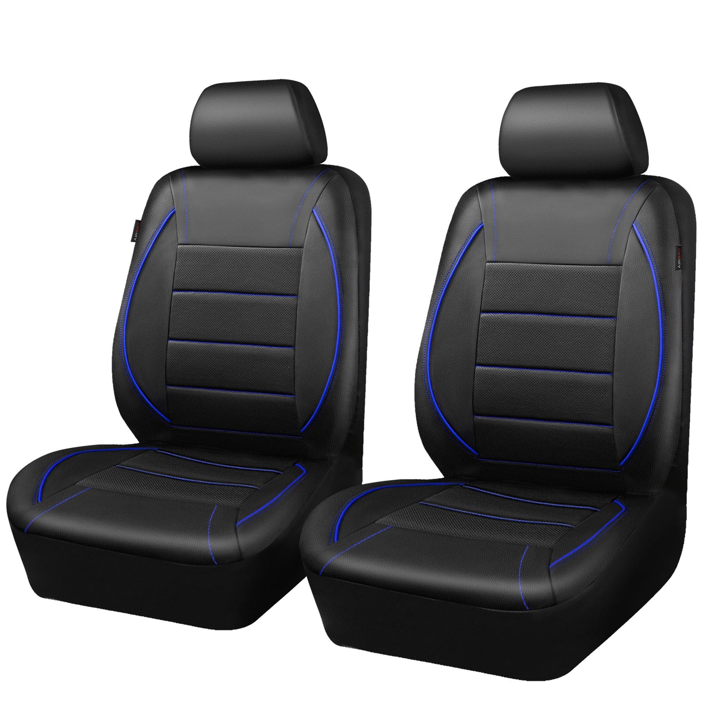 CAR PASS Universal FIT Piping Leather Car Seat Cover, for suvs,Van,Trucks,Airbag Compatible,Inside Zipper Design and Reserved Opening Holes (Full Set, Black and Red)