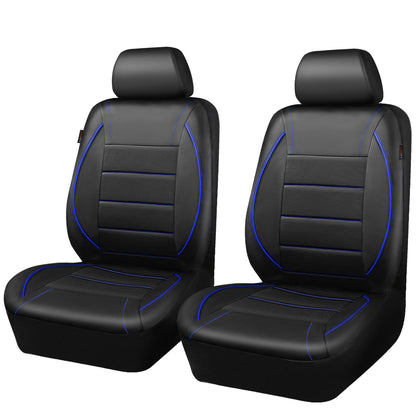 CAR PASS Universal FIT Piping Leather Car Seat Cover, for suvs,Van,Trucks,Airbag Compatible,Inside Zipper Design and Reserved Opening Holes (Full Set, Black and Red)