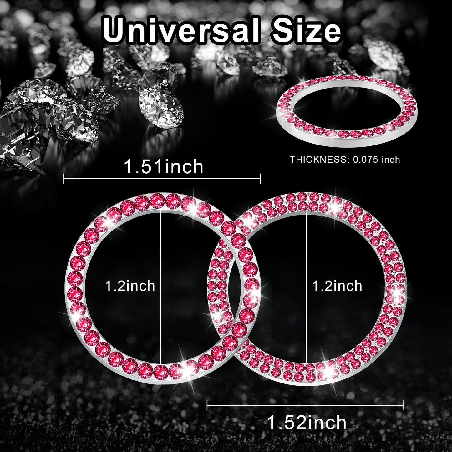LivTee 2 PCS Crystal Double Rhinestone Car Engine Start Stop Decoration Ring, Bling Car Interior Accessories for Women, Push to Start Button Cover Sticker, Automotive Decals, Light Green