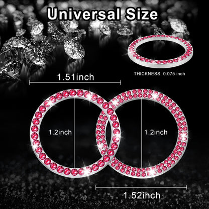 LivTee 2 PCS Crystal Double Rhinestone Car Engine Start Stop Decoration Ring, Bling Car Interior Accessories for Women, Push to Start Button Cover Sticker, Automotive Decals, Light Green