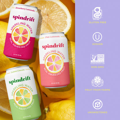 Spindrift Sparkling Water, 4 Flavor Variety Pack, Made with Real Squeezed Fruit, 12 Fl Oz (Pack of 20)