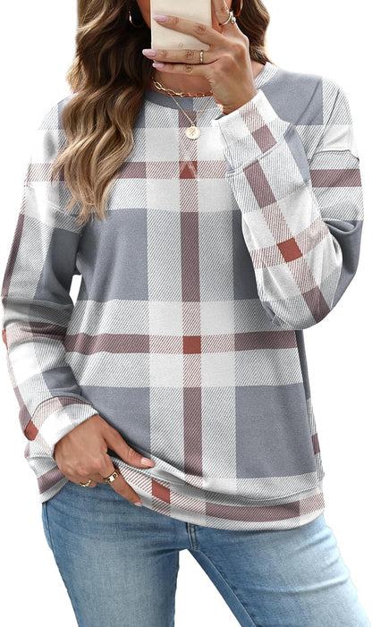 RUMIA Women's Crew Neck Sweatshirt Long Sleeve Tops for Women Fall Clothes