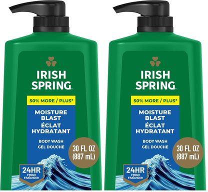 Irish Spring Mens Body Wash, Moisture Blast Body Wash for Men, Feel Fresh All Day, 30 Oz Pump Bottle