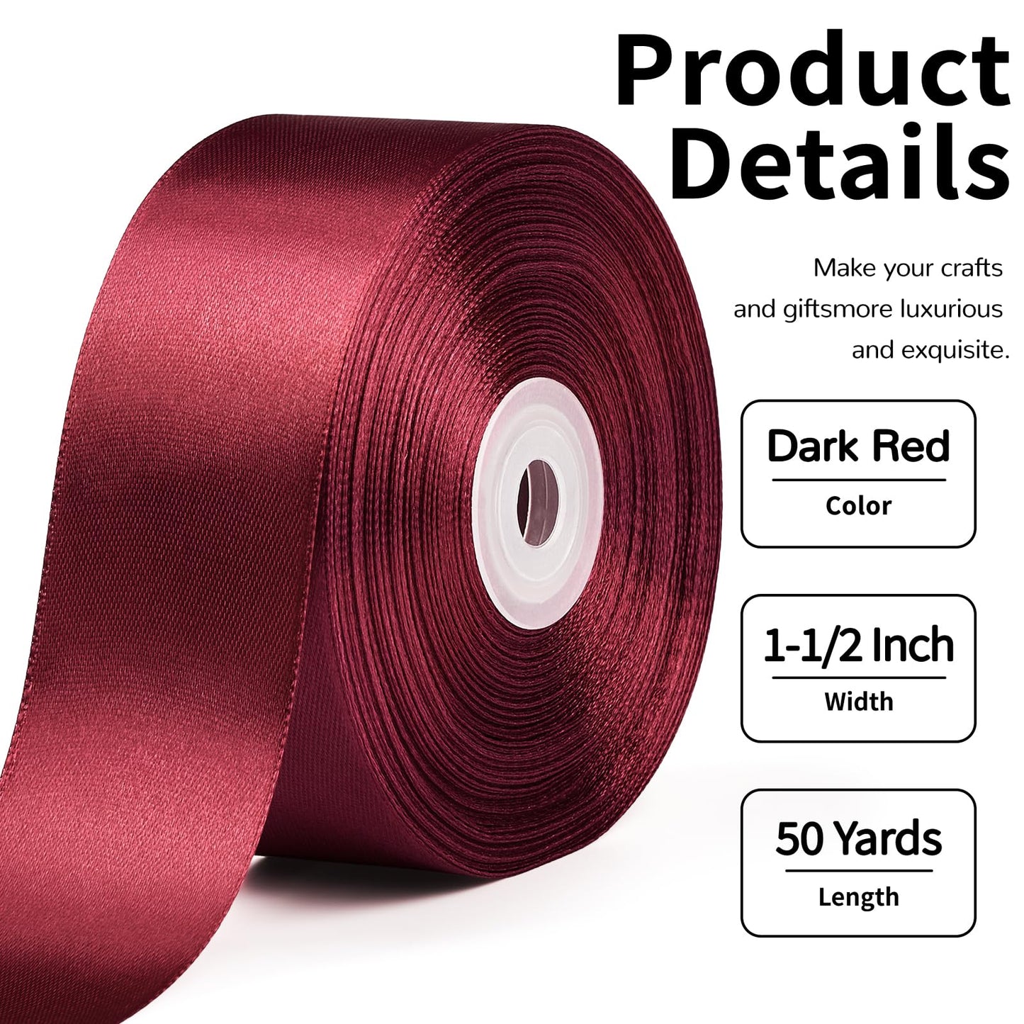 Mauproy Dusty Rose Satin Ribbon, 1-1/2 Inch, 50 Yards