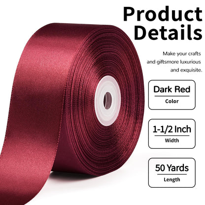 Mauproy Dusty Rose Satin Ribbon, 1-1/2 Inch, 50 Yards