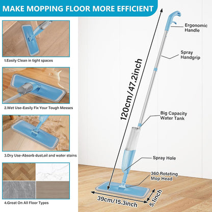 Spray Wet Mops for Floor Cleaning: Hardwood Floor Mop Refillable Dust Mop