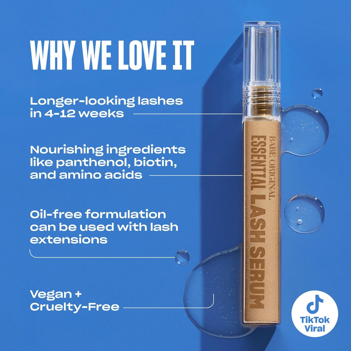 Babe Original Lash Serum - Fuller & Longer Looking Eyelashes, Advanced Lash Enhancing Treatment for Natural Lashes, Extensions & Eyebrows, Vegan & Cruelty-Free