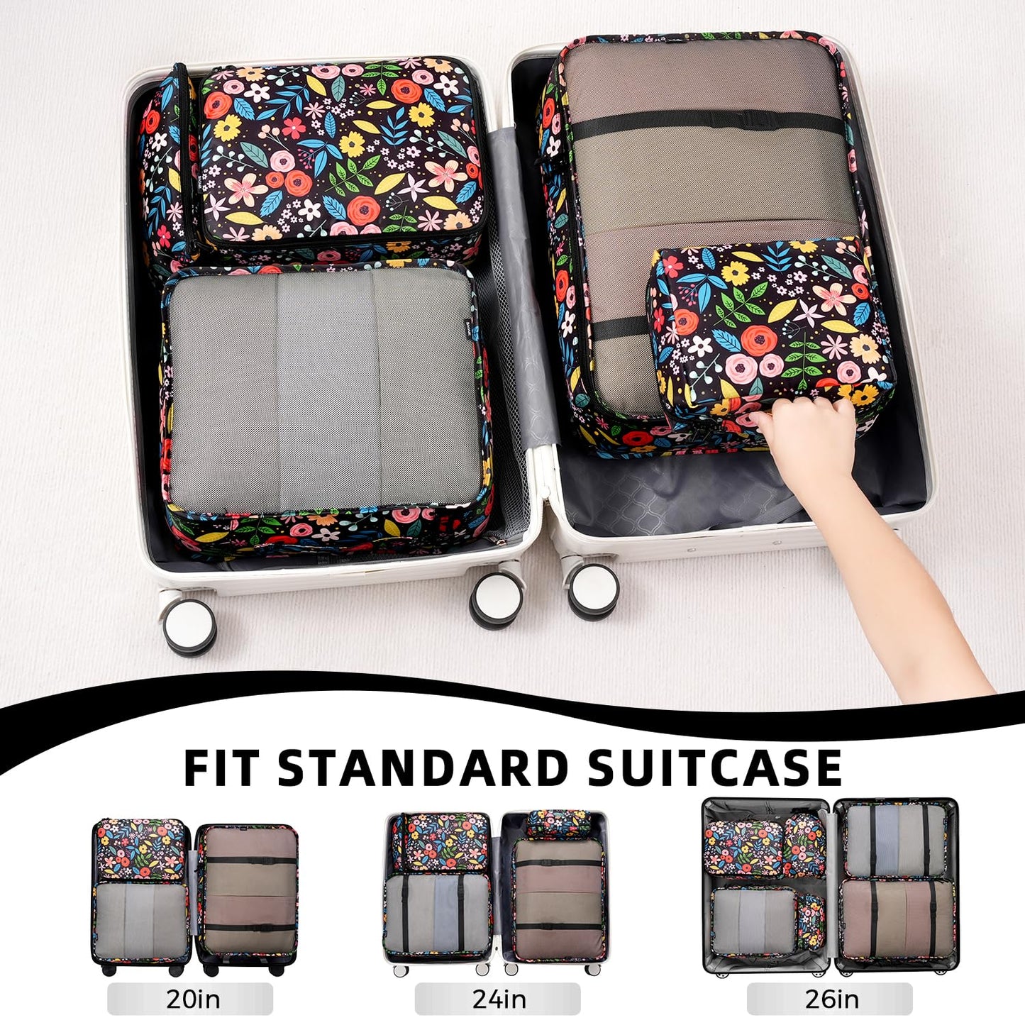 BAGAIL 8 Set Packing Cubes Luggage Packing Organizers for Travel Accessories-Cream