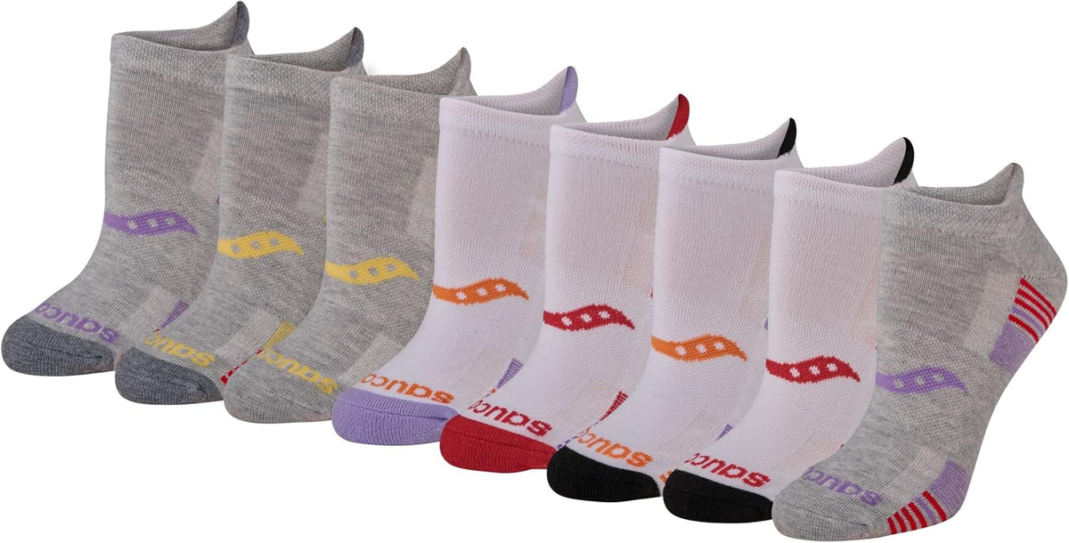 Saucony Women's RunDry Performance Heel Tab Athletic Socks, Available in S-L (8, 16, 24 Pairs)