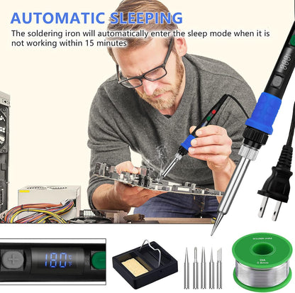 Soldering Iron, 60W 110V Adjustable Temperature Soldering Iron Pen, Portable Welding Tool, Fast Heating, for Electronic Repair, Jewelry, DIY