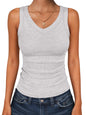 ANRABESS Tank Tops for Women V Neck Summer Sleeveless Ribbed Knit