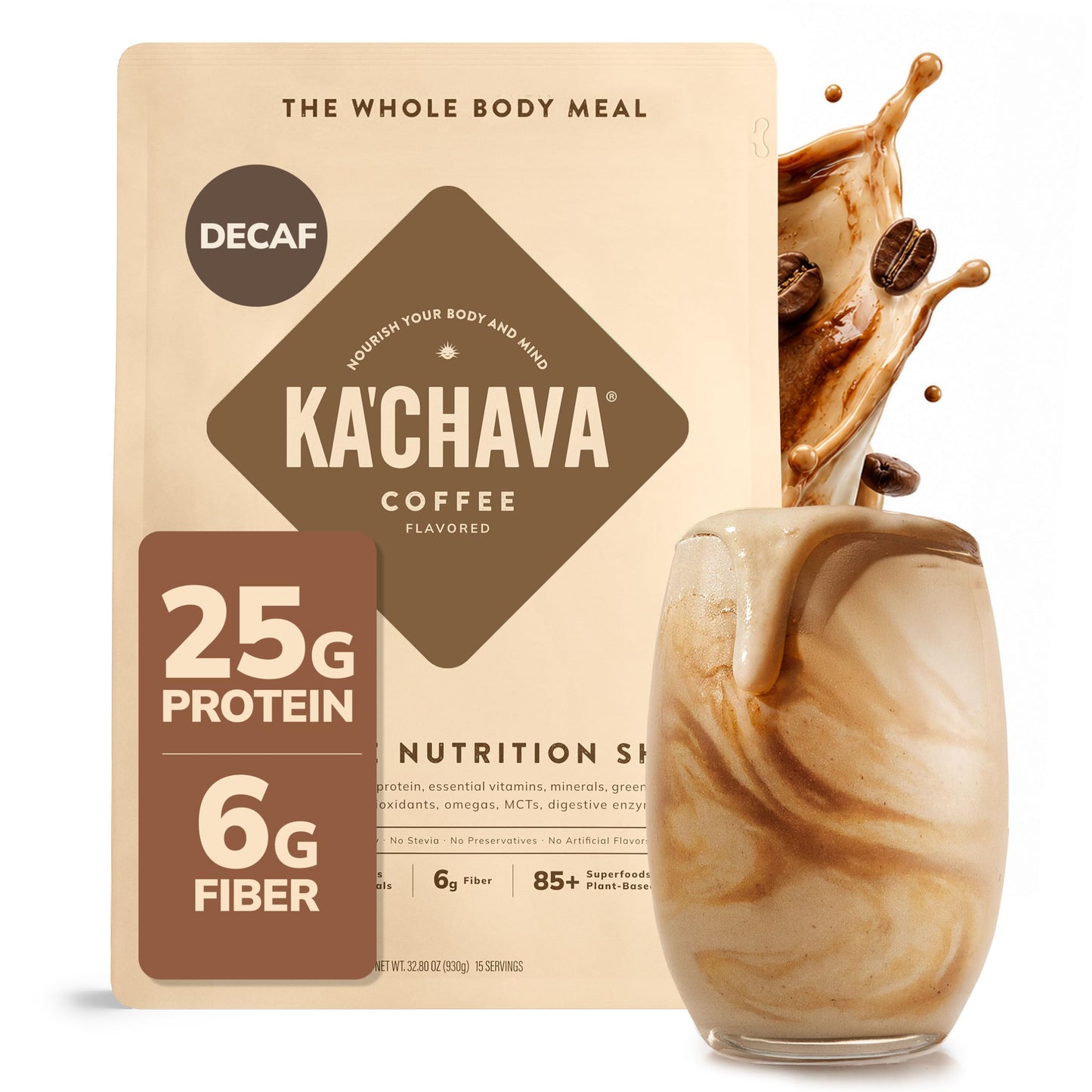 Ka’Chava Whole Body Meal Shake Chai 2 lb – Vegan Protein Powder with 85+ Superfoods & Greens – Plant-Based Meal Replacement with Probiotics & Digestive Enzymes – Gluten & Dairy Free (15 Servings)