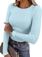 ANRABESS Women Long Sleeve Shirts Ribbed Fitted Tops