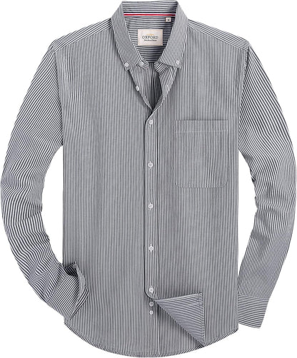 Alimens & Gentle Mens Solid Oxford Shirt Long Sleeve Dress Shirt Work Casual Button Down Shirts with Pocket