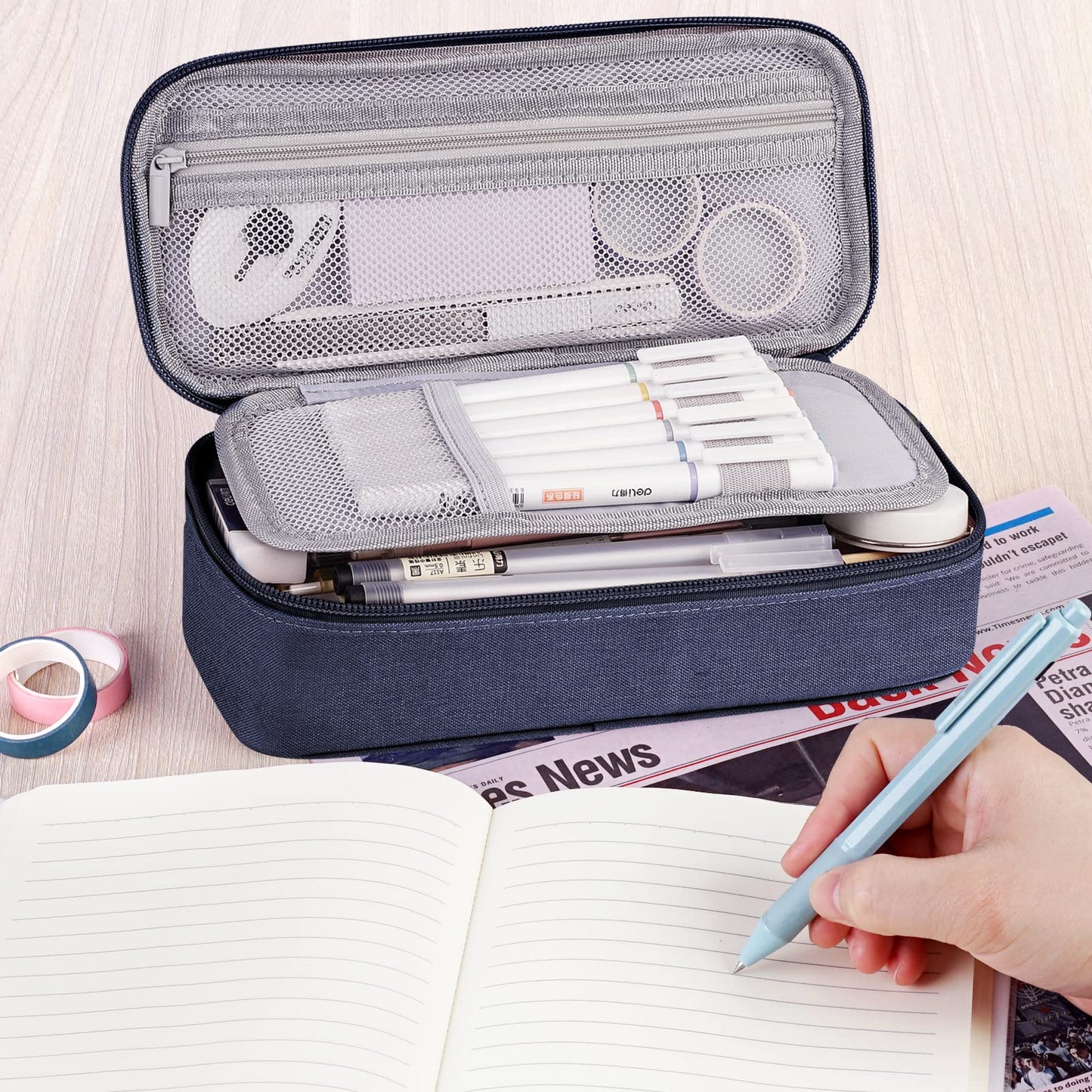 WEMATE Pencil Case, Large Storage Organizer, Makeup Bag, Teacher Must - have, Big Pencil Pouch, Marker Case for College