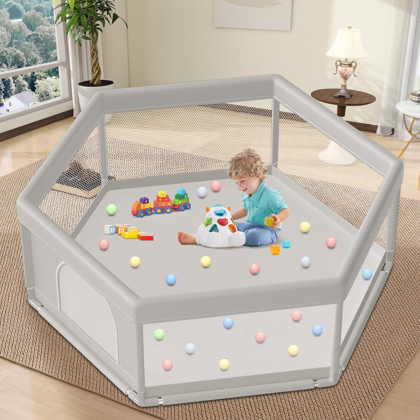 Hiaksedt Baby Playpen 50x50 Inch, Play Pens for Babies and Toddlers