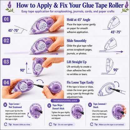 MARCADORUS Glue Tape for Scrapbooking, Double Sided Tape Roller 106Ft Total